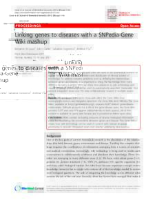 Good et al. Journal of Biomedical Semantics 2012, 3(Suppl 1):S6 http://www.jbiomedsem.com/supplements/3/S1/S6 PROCEEDINGS  JOURNAL OF
