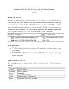 Release Notes for the GSS 2012 Merged Data, Release 1 July 2013 About This Data File This data file has all cases and variables asked in GSS[removed]There are a total of 4,820 cases in GSS 2012 but their initial sampling y