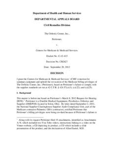 [removed]CR2627 The Orthotic Center, Inc. v. CMS