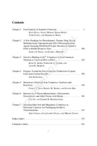 Contents Iron Catalysis in Synthetic Chemistry . . . . . . . . . . . . . . . . . . . . . SUJOY RANA, ATANU MODAK, SOHAM MAITY, TUHIN PATRA, AND DEBABRATA MAITI  1