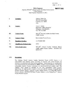 K123 993  Page 1 of[removed]k) Summary Aiphatec SOLUS® Anterior Lumbar Interbody Fusion System 5 10(k) Summary