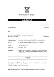 THE SUPREME COURT OF APPEAL REPUBLIC OF SOUTH AFRICA JUDGMENT Case No: [removed]DEFY LIMITED