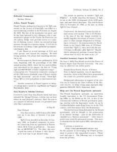 160  TUGboat, Volume[removed]), No. 2 Editorial Comments Barbara Beeton
