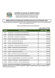 GOVERNO DO ESTADO DO ESPÍRITO SANTO Secretaria de Estado de Gestão e Recursos Humanos Subsecretaria de Estado de Administração Geral Gerência de Controle Interno e Análise de Custos  DEMAIS SERVIÇOS CONTINUADOS CO