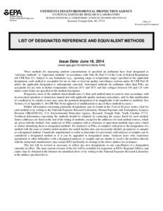 UNITED STATES ENVIRONMENTAL PROTECTION AGENCY NATIONAL EXPOSURE RESEARCH LABORATORY HUMAN EXPOSURE & ATMOSPHERIC SCIENCES DIVISION (MD-D205-03) Research Triangle Park, NC 27711