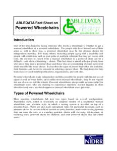 ABLEDATA Fact Sheet on Powered Wheelchairs