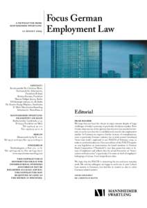 a newsletter from mannheimer swartling 21 august 2009 Focus German Employment Law