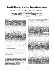 Scalable Discovery of Unique Column Combinations Arvid Heise_∗ _ F Jorge-Arnulfo Quiane-Ruiz