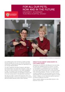 FOR ALL OUR PETS, NOW AND IN THE FUTURE UNIVERSITY VETERINARY TEACHING HOSPITAL SYDNEY  Associate Professors Julia Beatty and Vanessa Barrs