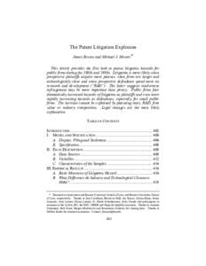 BESSEN AND MEURER.DOCX (DO NOT DELETE[removed]:36 PM The Patent Litigation Explosion James Bessen and Michael J. Meurer*