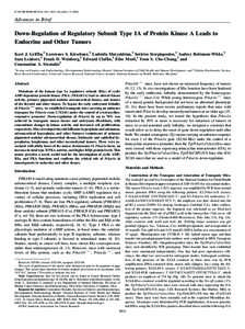 [CANCER RESEARCH 64, 8811– 8815, December 15, [removed]Advances in Brief Down-Regulation of Regulatory Subunit Type 1A of Protein Kinase A Leads to Endocrine and Other Tumors