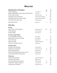 Wine List Sparkling Wine & Champagne g  b
