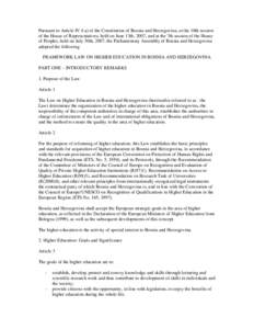 Microsoft Word - Framework Law on HE in BiH.doc