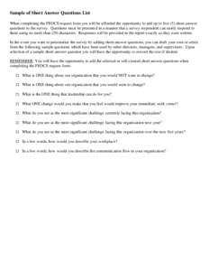 Sample of Short Answer Questions List