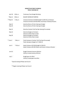 BUDGET ENACTMENT SCHEDULE FISCAL YEAR[removed]April 10