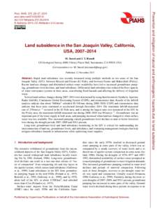 Open Access  Land subsidence in the San Joaquin Valley, California, USA, 2007–2014 M. Sneed and J. T. Brandt US Geological Survey, 6000 J Street, Placer Hall, Sacramento, CA 95819, USA