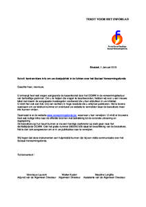 TEKST VOOR HET INFOBLAD  Brussel, 1 Januari 2015 Betreft: kant-en-klare info om uw doelpubliek in te lichten over het Sociaal Verwarmingsfonds