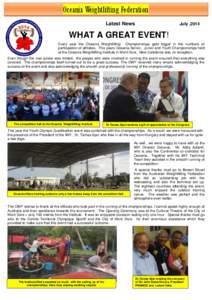Oceania Weightlifting Federation Latest News July ,2014  WHAT A GREAT EVENT!