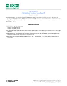 Water-Data Report[removed]Cache Creek near Lower Lake, CA Sacramento River Basin LOCATION.--Lat 38°55′27″, long 122°33′53″ referenced to North American Datum of 1927, in SW ¼ SE ¼ sec.6, T.12 N., R.6 W