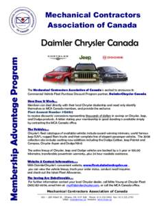 Mechanical Contractors Association of Canada Membership Advantage Program  Daimler Chrysler Canada