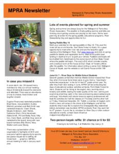 MPRA Newsletter  Mattaponi & Pamunkey Rivers Association Spring[removed]Lots of events planned for spring and summer