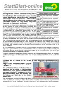 StattBlatt-online Bündnis 90 / Die Grünen – SV Castrop-Rauxel – Newsletter Februar 2014 Erfolgreicher Grüner Jahreseinstieg[removed]Grüne Termine Februar 2014