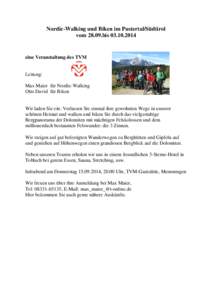 Nordic-Walking und Biken im Pustertal/Südtirol vom[removed]bis[removed]