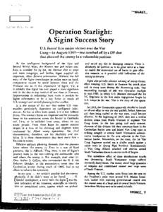 (b) (3)-P.L[removed]Operation Starlight: A Sigint Success Story