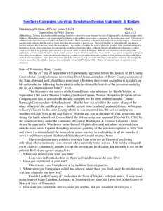 Southern Campaign American Revolution Pension Statements & Rosters Pension application of David James S1674 Transcribed by Will Graves f36VA[removed]