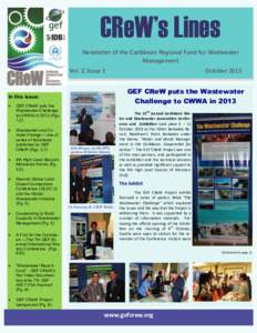 CReW’s Lines Newsletter of the Caribbean Regional Fund for Wastewater Management Vol. 2, Issue 3  October 2013