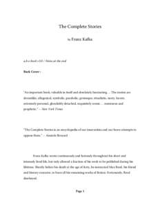 Microsoft Word - Kafka, Franz - The Complete Stories v3.0.rtf