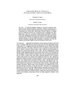 Linguistic Evidence for a Prehistoric Polynesia—Southern California Contact Event KATHRYN A. KLAR University of California, Berkeley