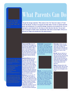 What Parents Can Do APA TASK FORCE REPORT ON THE SEXUALIZATION OF GIRLS