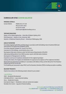 CURRICULUM VITAE CLYNTON HALSTEAD PERSONAL DETAILS Contact Details MobilePhone