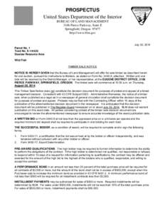 PROSPECTUS United States Department of the Interior BUREAU OF LAND MANAGEMENT 3106 Pierce Parkway, Suite E Springfield, Oregon[removed]http://www.blm.gov