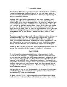 A LEAVITT ENTERPRISE When the Town of Waterboro acquired what is known as the Taylor/Frey/Leavitt House, it also acquired a great deal of unwritten history of the town. One area of history not