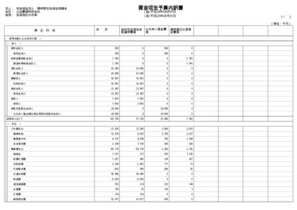 資金収支予算内訳書  法人： 社会福祉法人 静岡県社会福祉協議会 会計： 公益事業特別会計 経理： 全経理区分対象