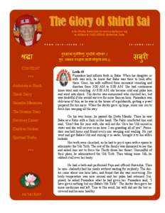 The Glory of Shirdi Sai A Bi-Weekly Publication by www.saidarbarusa.org an affiliate of SAIDARBAR Hyderabad, India Y E A R