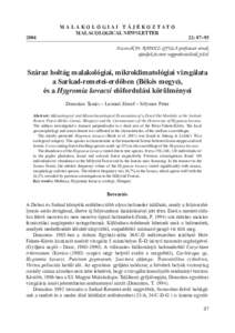 2004  M A L A K O L Ó G I A I T Á J É K O Z TAT Ó MALACOLOGICAL NEWSLETTER  22: 87–95