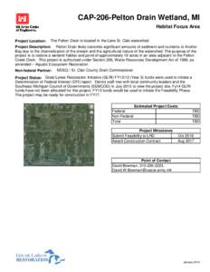 CAP-206-Pelton Drain Wetland, MI Habitat Focus Area Project Location: The Pelton Drain is located in the Lake St. Clair watershed.