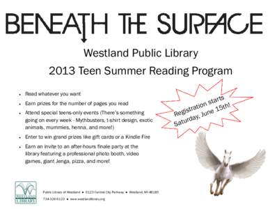 Westland Public Library 2013 Teen Summer Reading Program  Read whatever you want