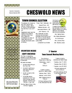 CHESWOLD NEWS  Quarterly Newsletter Second Quarter[removed]TOWN COUNCIL ELECTION