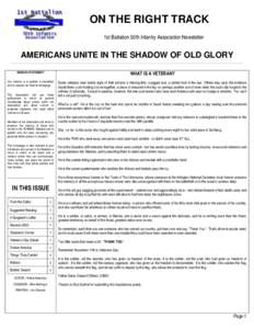 ON THE RIGHT TRACK  ON THE RIGHT TRACK 1st Battalion 50th Infantry Association Newsletter  AMERICANS UNITE IN THE SHADOW OF OLD GLORY