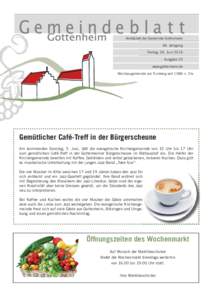 Amtsblatt der Gemeinde Gottenheim 46. Jahrgang Freitag, Juni Jahrgang 2016