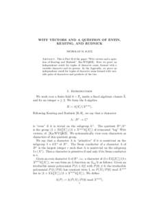 WITT VECTORS AND A QUESTION OF ENTIN, KEATING, AND RUDNICK NICHOLAS M. KATZ Abstract. This is Part II of the paper “Witt vectors and a question of Keating and Rudnick” [Ka-WVQKR]. Here we prove an independence result