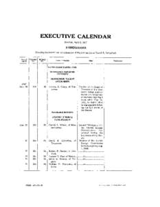 EXECUTIVE CALENDAR Monday, April 7, 1947 NOMINATIONS fPending business-is the consideration of the nomination of David E. Lilienthal] Date of