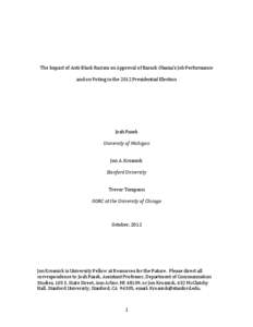 The Impact of Anti-Black Racism on Approval of Barack Obama’s Job Performance and on Voting in the 2012 Presidential Election