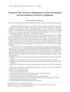 Journal of Developments in Sustainable Agriculture -: 3ῌ+3 (,**2)  Integrated Water Resources Management for Rural Development