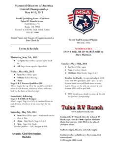 Mounted Shooters of America Central Championship May 8-10, 2015 World Qualifying Event - 5X Points  Tulsa RV Ranch Arena