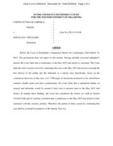 Case 5:14-crM Document 24 FiledPage 1 of 2  IN THE UNITED STATES DISTRICT COURT FOR THE WESTERN DISTRICT OF OKLAHOMA UNITED STATES OF AMERICA, Plaintiff,